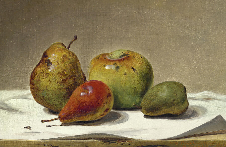Three Pears and an Apple, from 1857 Painting by David Johnson