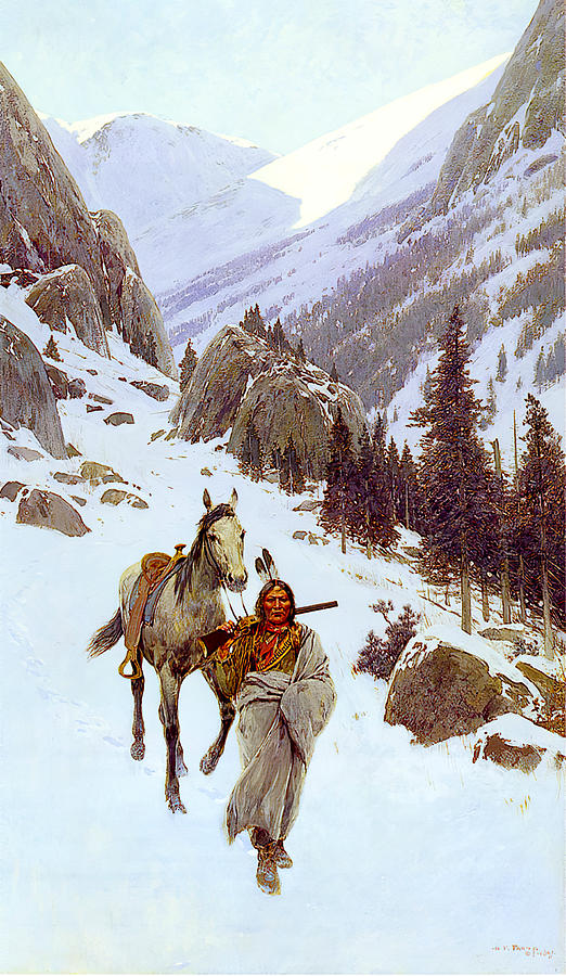 Through the Pass Winter #2 Painting by Henry Farny