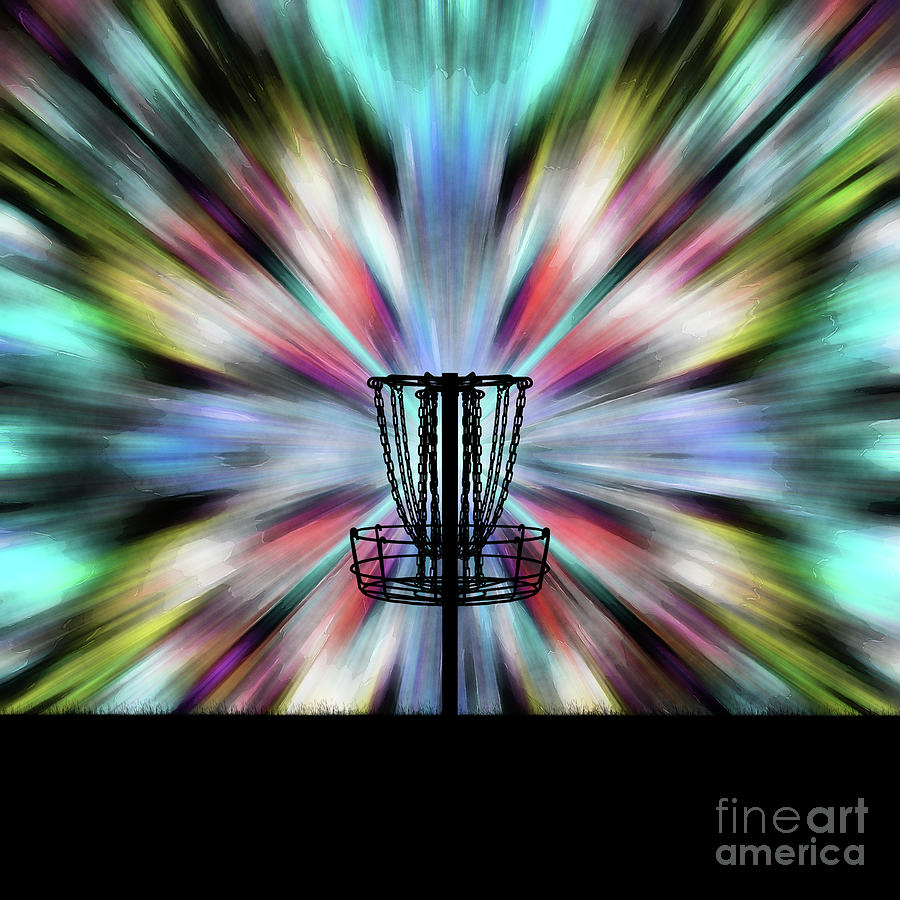 Tie Dye Disc Golf Basket Digital Art by Phil Perkins
