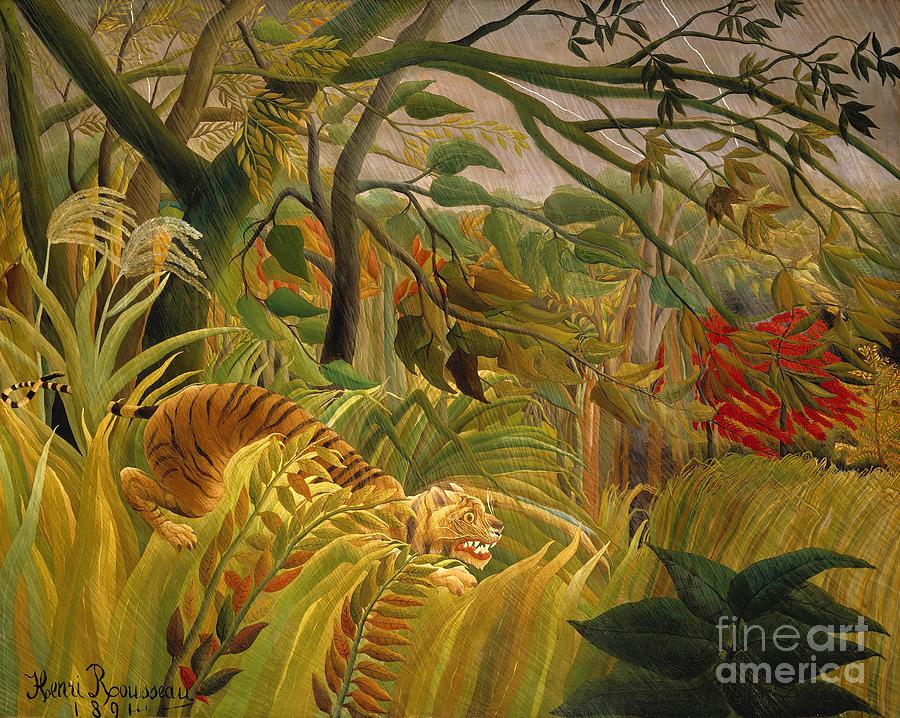 Tiger in a Tropical Storm #2 Painting by Henri Rousseau