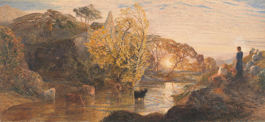 Samuel Palmer Painting - Tintern Abbey at Sunset  #2 by Samuel Palmer