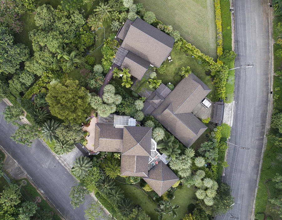 Top view of house Village from Drone capture in the air house is darken roof top #2 Photograph by Skaman306