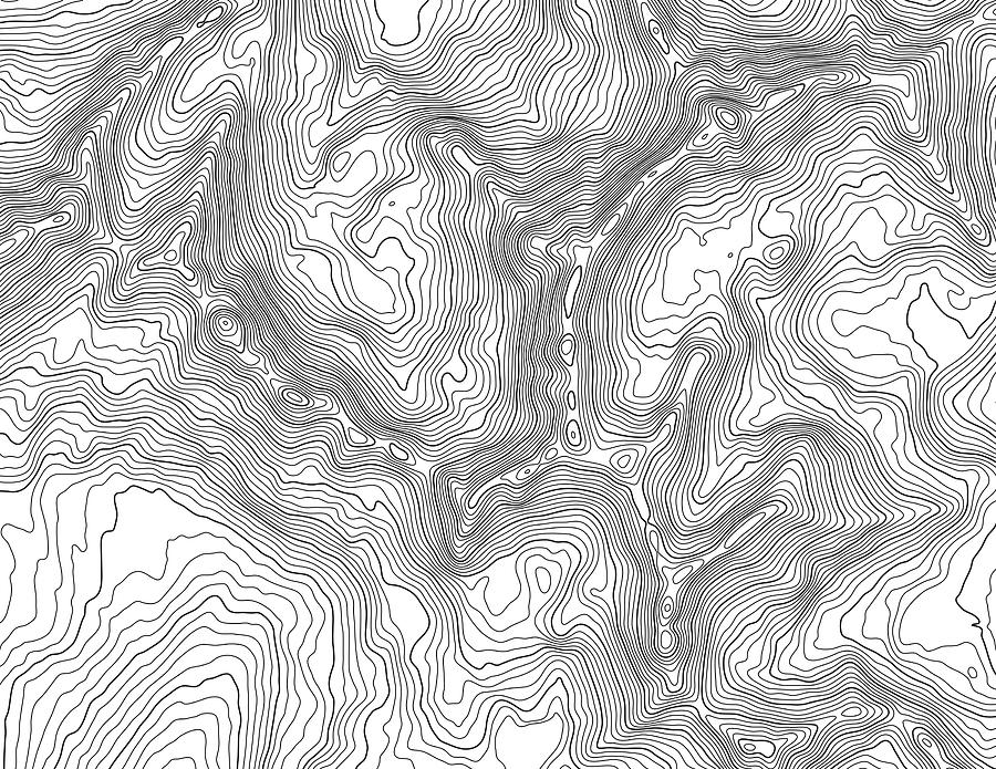 Topographic map in mountainous terrain #2 Drawing by Timothy Messick