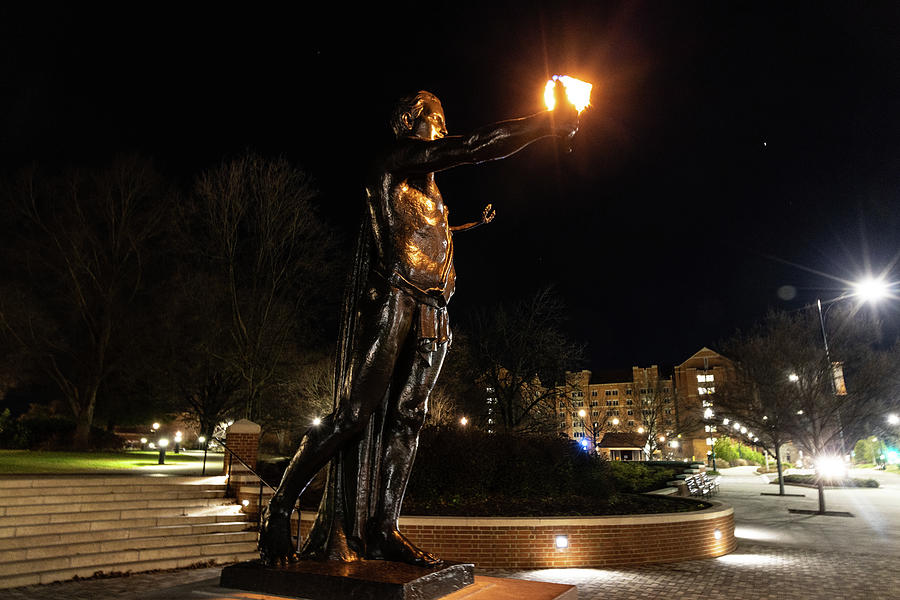  Torchbearer statue at the University of Tennessee at night Photograph by Eldon McGraw