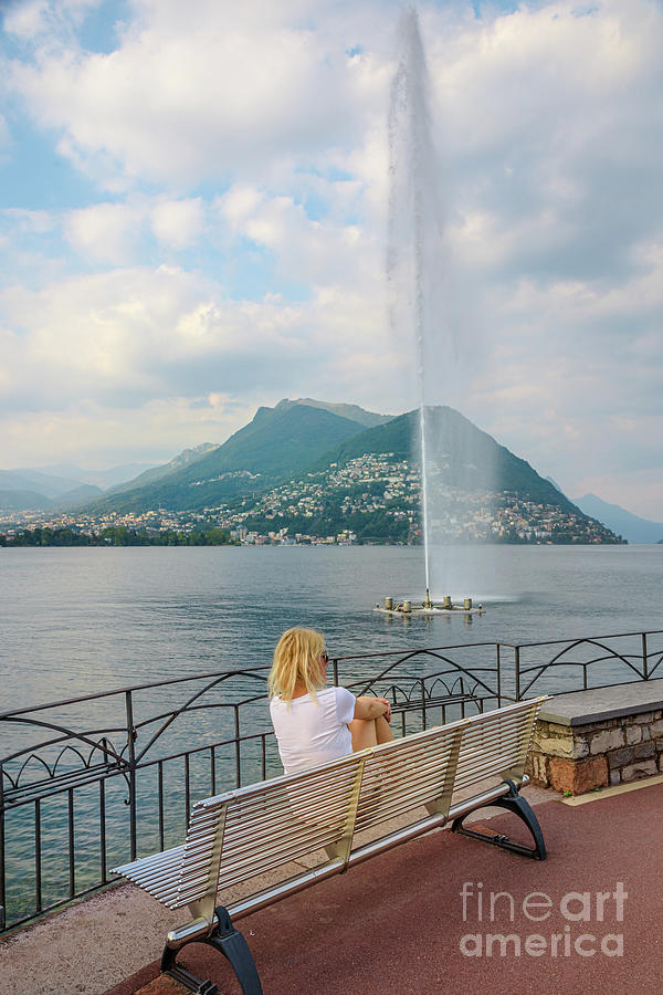 Tourist woman in Lugano city #2 Photograph by Benny Marty