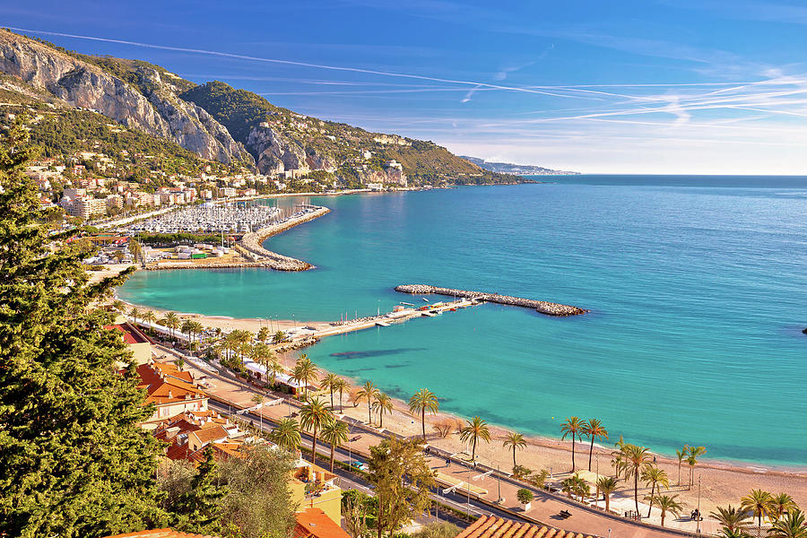 Town of Menton bay and French Italian border on Mediterranean co #2 Photograph by Brch Photography