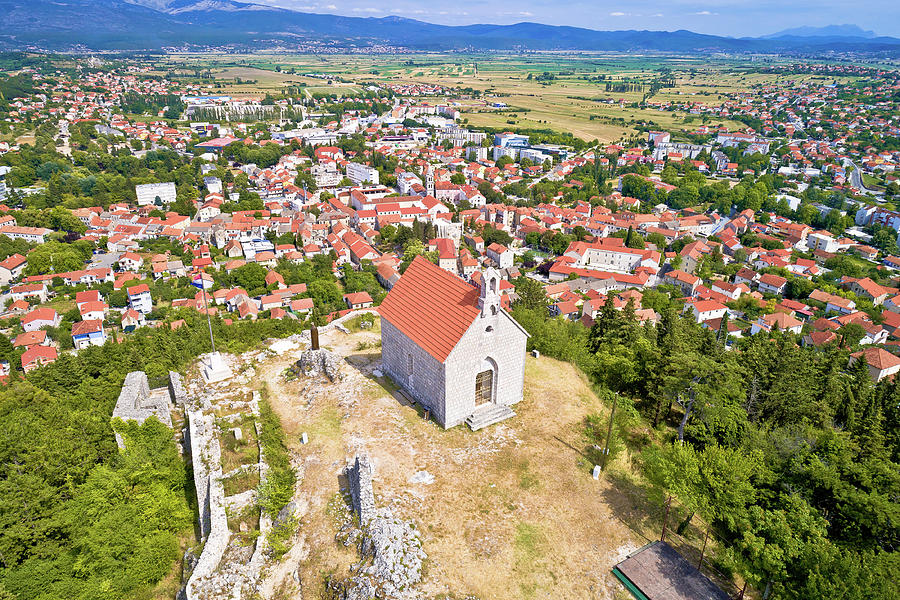 Architecture Photograph - Town of Sinj in Dalmatia hinterland aerial view #2 by Brch Photography