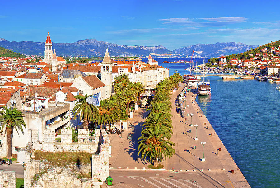 Town of Trogir waterfront and landmarks panoramic view #2 Photograph by Brch Photography