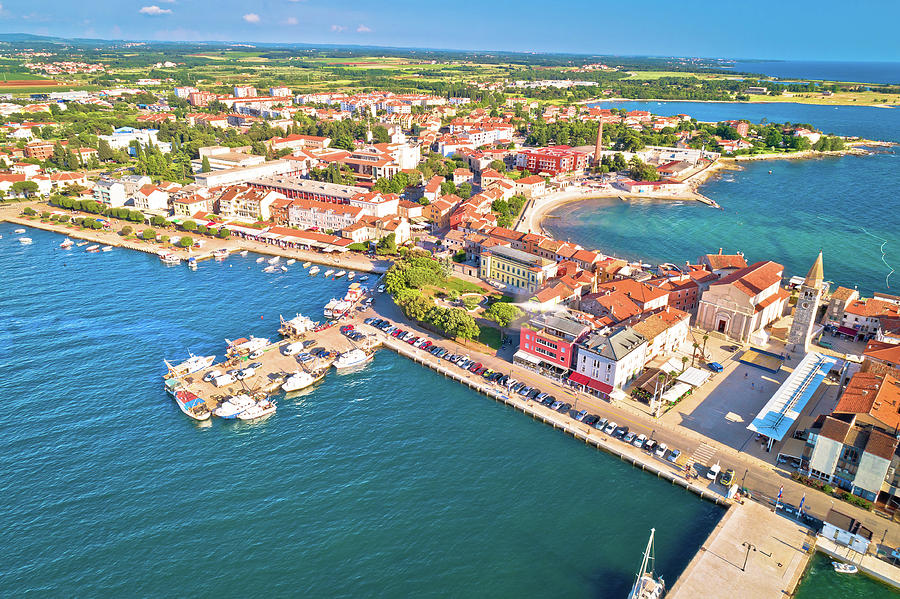 Town of Umag historic coastline architecture aerial view #2 Photograph by Brch Photography