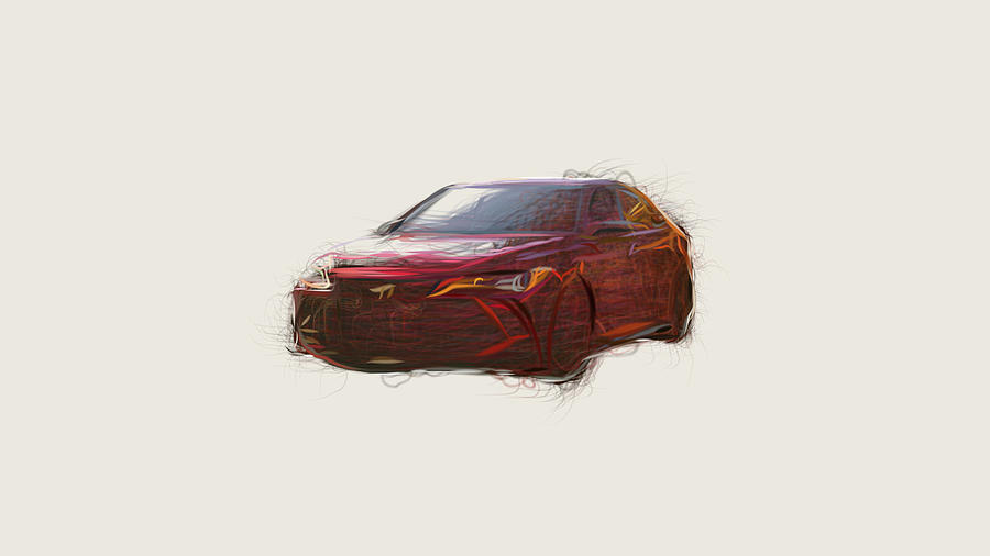 Vintage Digital Art - Toyota Avalon TRD Car Drawing #2 by CarsToon Concept