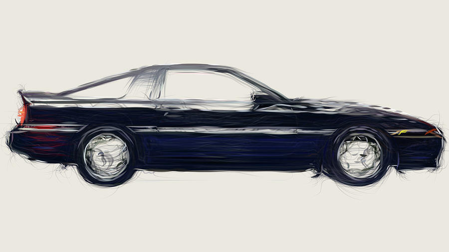 Toyota Supra Turbo Drawing #2 Digital Art by CarsToon Concept