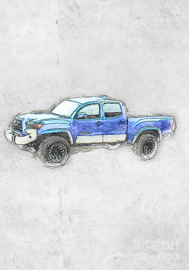 Toyota Tacoma Toyota Blue Pickup Mixed Media by Ola Kunde - Fine Art ...