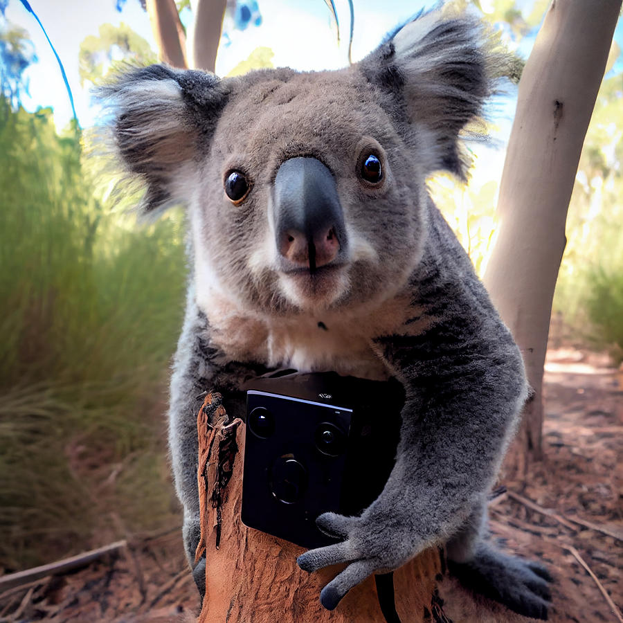 Fantasy Digital Art - trail  cam  selfie  of  ozzie  koala  by Asar Studios #2 by Celestial Images