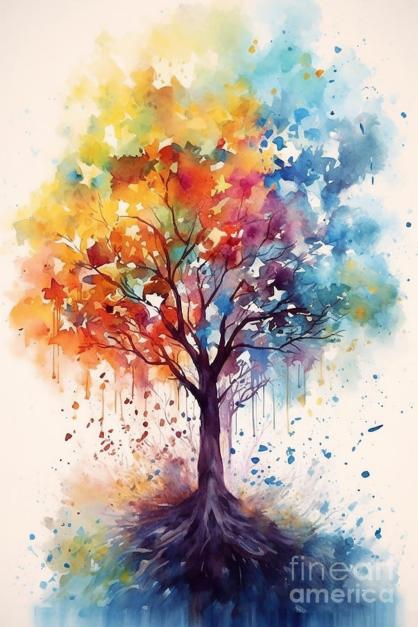 Travana - Tree in watercolor #2 Digital Art by Sabantha - Fine Art America