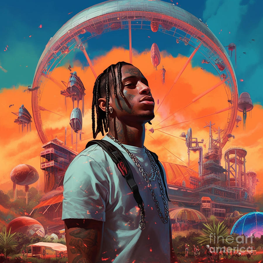 travis scott astroworld vibrant by Asar Studios Painting by Celestial ...