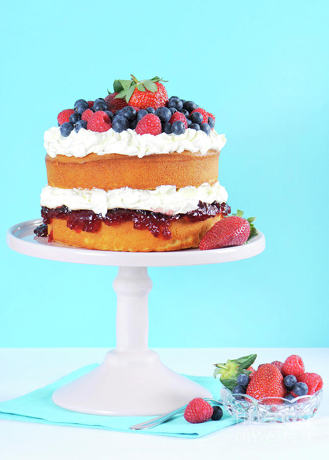 Triple layer sponge cake #2 Photograph by Milleflore Images