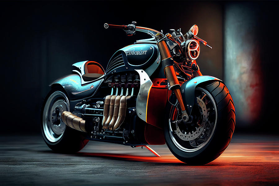 Triumph Rocket 3 Motorcycle Renders Digital Art by Tim Hill - Fine Art ...