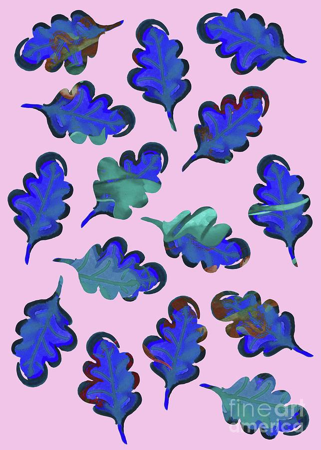 Summer Mixed Media - Tropical stylized oak leaves sassy illustration pattern color block background #2 by All Beau