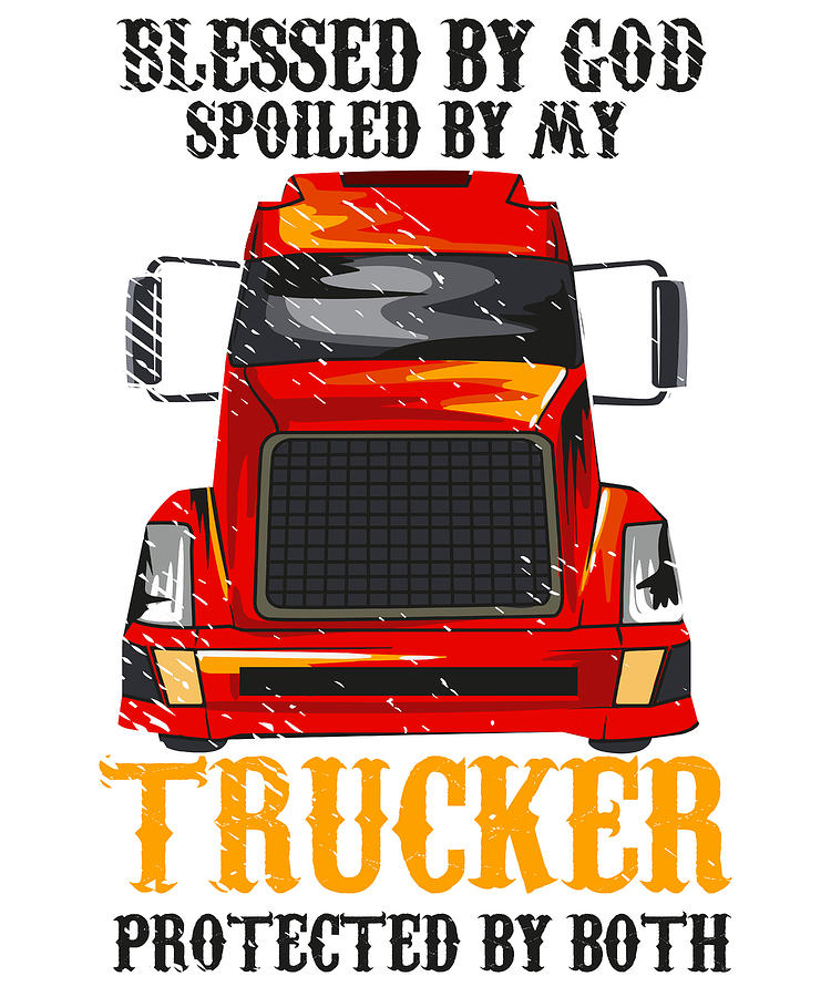 Truck Digital Art - Trucker Blessed by God Diesel Pick Up #2 by Toms Tee Store