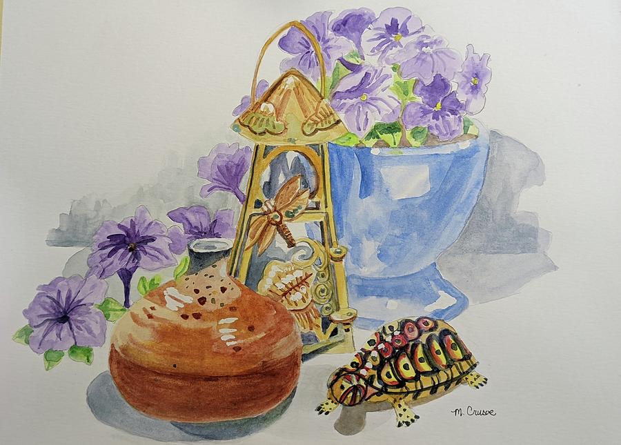 Turtle still life Painting by Margaret Crusoe