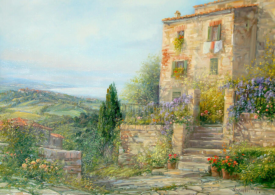 Tuscany landscape - Italian painting Antonietta Varallo Photograph by ...