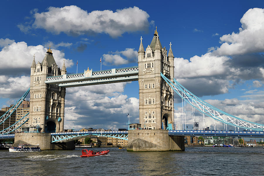 Twin Stone Towers Of Tower Bridge Over The Thames River In Londo Photograph