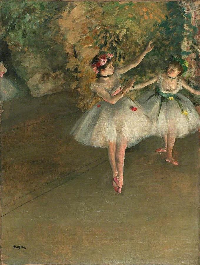Edgar Degas Painting - Two Dancers on a Stage #3 by Edgar Degas