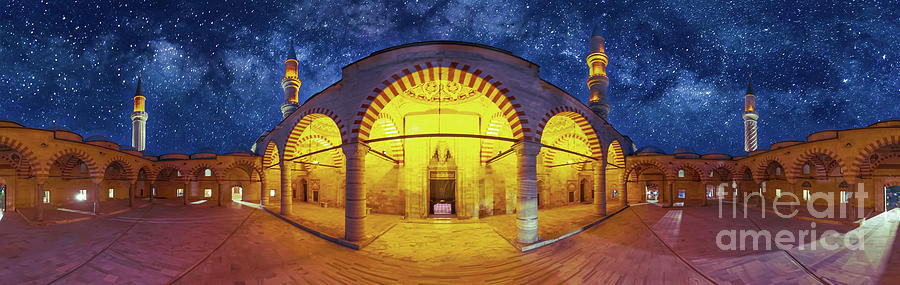 UC Serefeli Mosque of Edirne in Turkey night #2 Digital Art by Benny Marty
