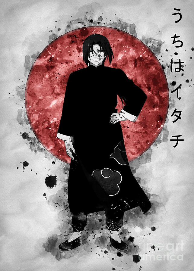 Uchiha Itachi Naruto Japan Anime Red Moon Digital Art by Hha - Fine Art ...