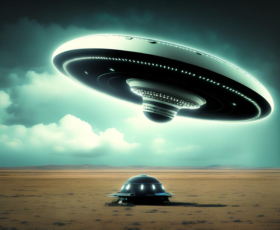 UFO, Generative AI Illustration Digital Art by Miroslav Nemecek - Fine ...