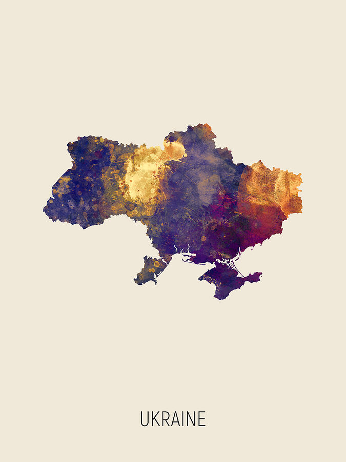 Ukraine Watercolor Map #2 Digital Art by Michael Tompsett