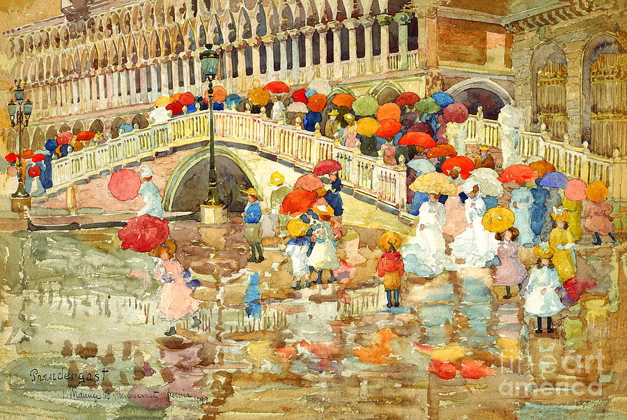 Maurice Prendergast Painting - Umbrellas in the Rain #2 by Maurice Prendergast
