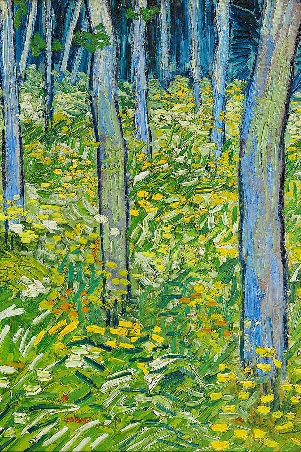 Van Gogh 1889 Undergrowth with Two Figures Fade Resistant HD Print or Canvas 