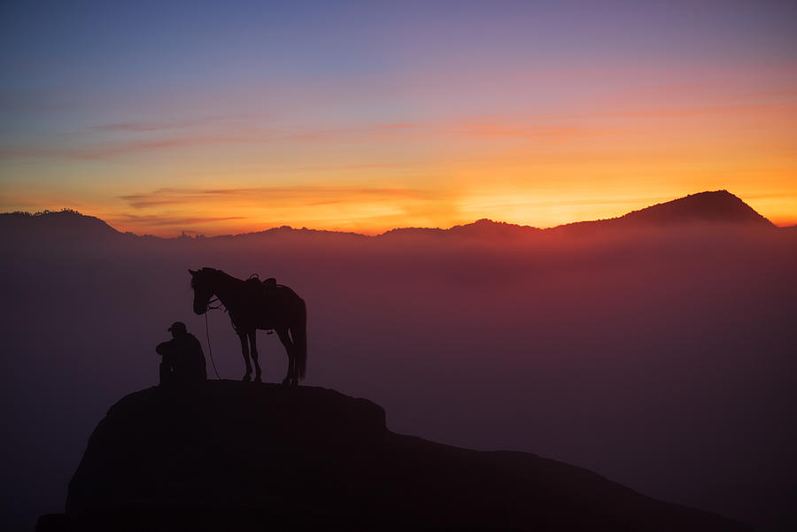 Unidentified local people or Bromo Horseman at the mountainside of Mount Bromo, Semeru, Tengger National Park, East Java of Indonesia. #2 Photograph by Shaifulzamri