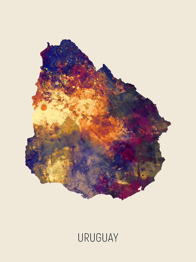 Uruguay Watercolor Map #2 Digital Art by Michael Tompsett