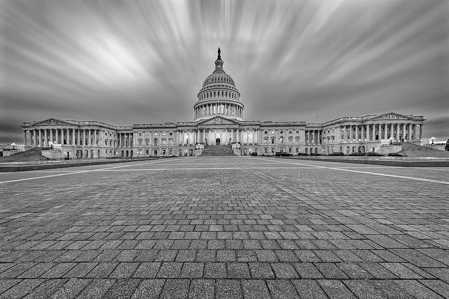 US Capitol Building bw #2 Photograph by Susan Candelario