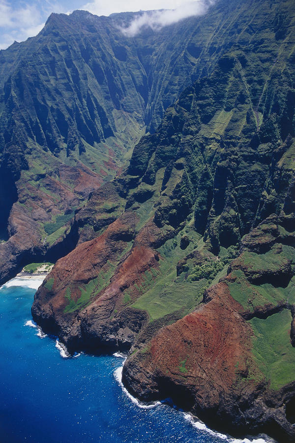 USA, Hawaii, Kauai, mountainous coastline, aerial view #2 Photograph by Dex Image