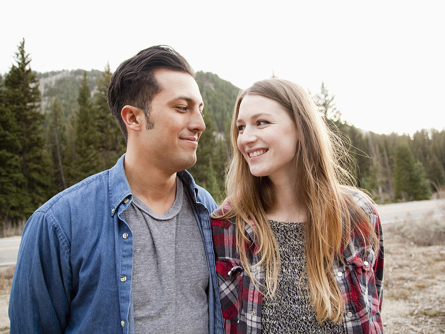 USA, Utah, Salt Lake City, portrait of young couple in non-urban scene #2 Photograph by Tetra Images - Jessica Peterson