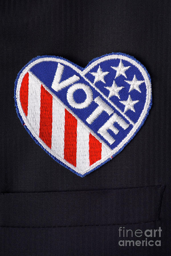 USA Vote Badge on suit pocket. #2 Photograph by Milleflore Images