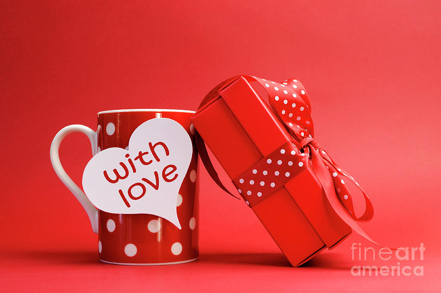 Valentine polka dot coffee messages #2 Photograph by Milleflore Images