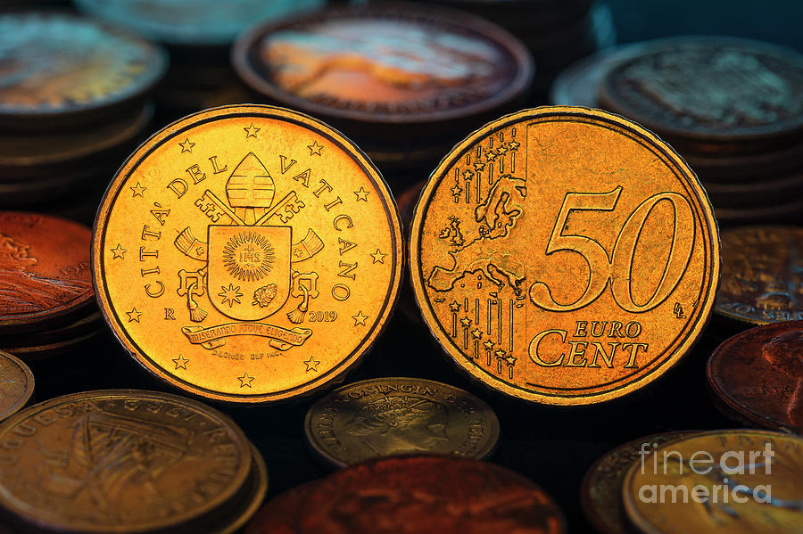 Vatican City 50 Cents Eur Coin Cita del Vaticano Close Up Macro #2 Photograph by Pablo Avanzini