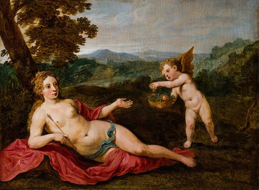 Venus and Cupid #3 Painting by David Teniers the Younger