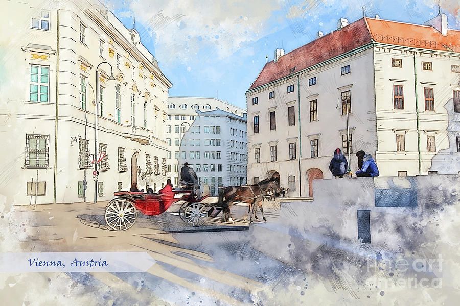 Vienna sketch #2 Digital Art by Ariadna De Raadt