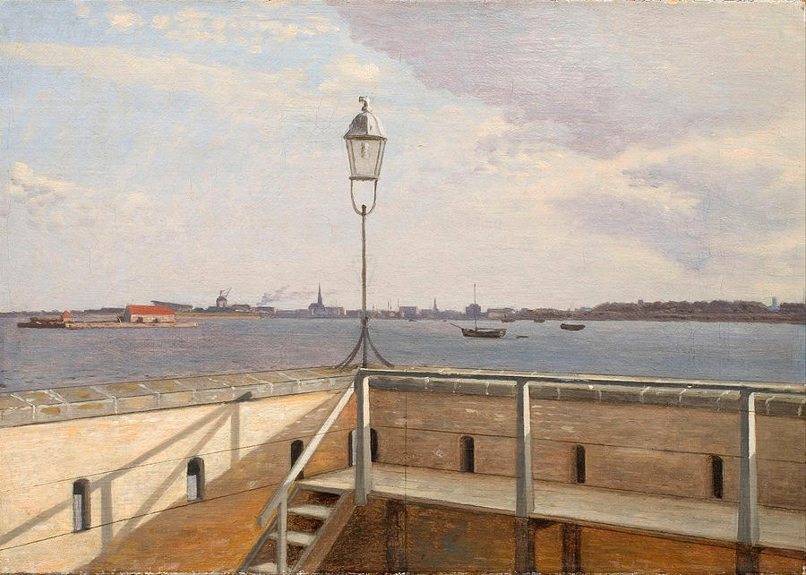 View from the Trekroner Battery with Copenhagen in the distance  #2 Painting by Christoffer Wilhelm Eckersberg