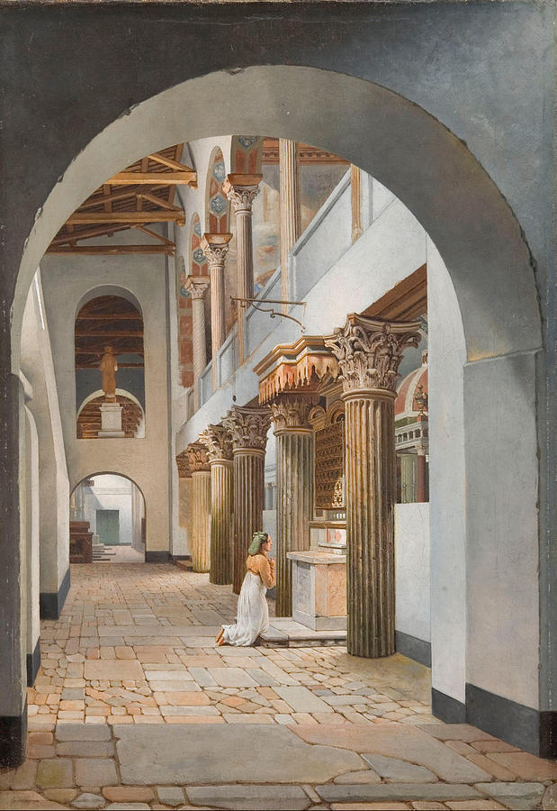 Wilhelm Painting - View of the Church of San Lorenzo fuori le Mura  #2 by Christoffer Wilhelm Eckersberg