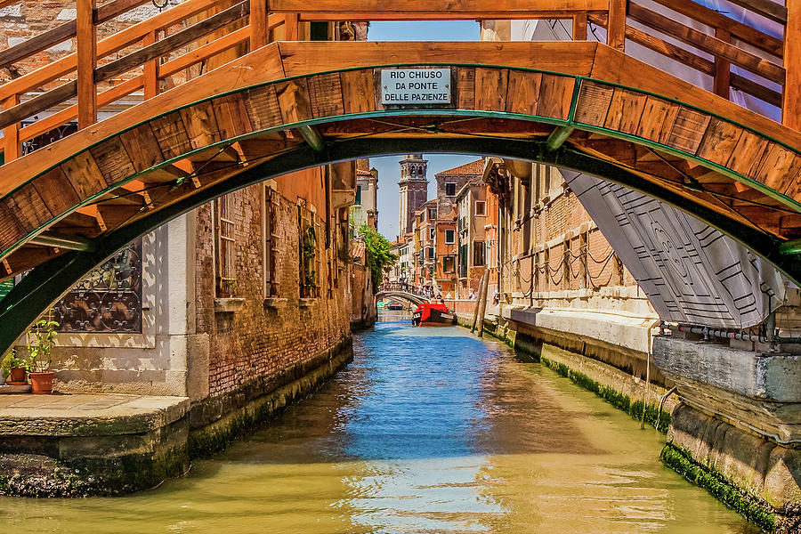 View up Venice Canal Under Bridges #2 Photograph by Darryl Brooks
