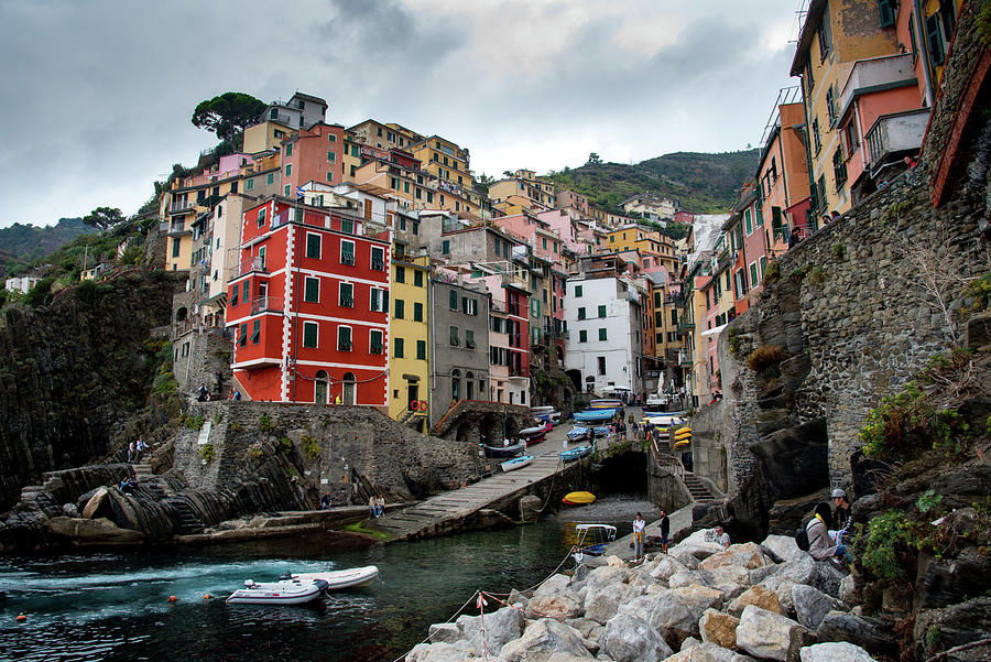 Village of Manarola with colourful houses at the edge of the cliff Riomaggiore,Cinque Terre, Liguria, Italy #2 Photograph by Michalakis Ppalis