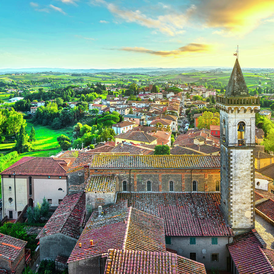 Vinci, Leonardo birthplace, view and bell tower of the church. F #2 Photograph by Stefano Orazzini
