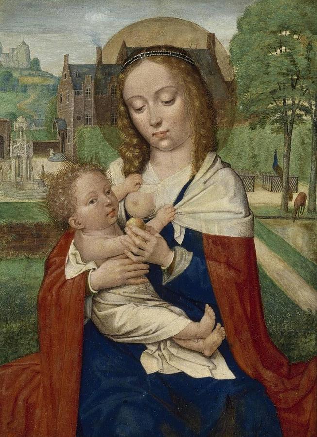 Virgin and Child Saints Catherine and Barbara Painting by Simon Bening