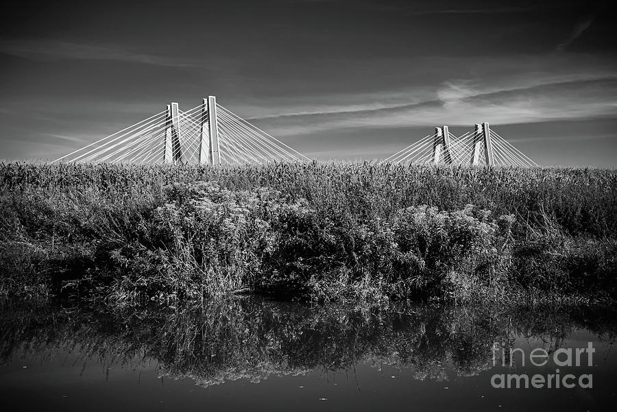 Vistula River Krakow Nature black and white photography #2 Photograph by Justyna Jaszke JBJart